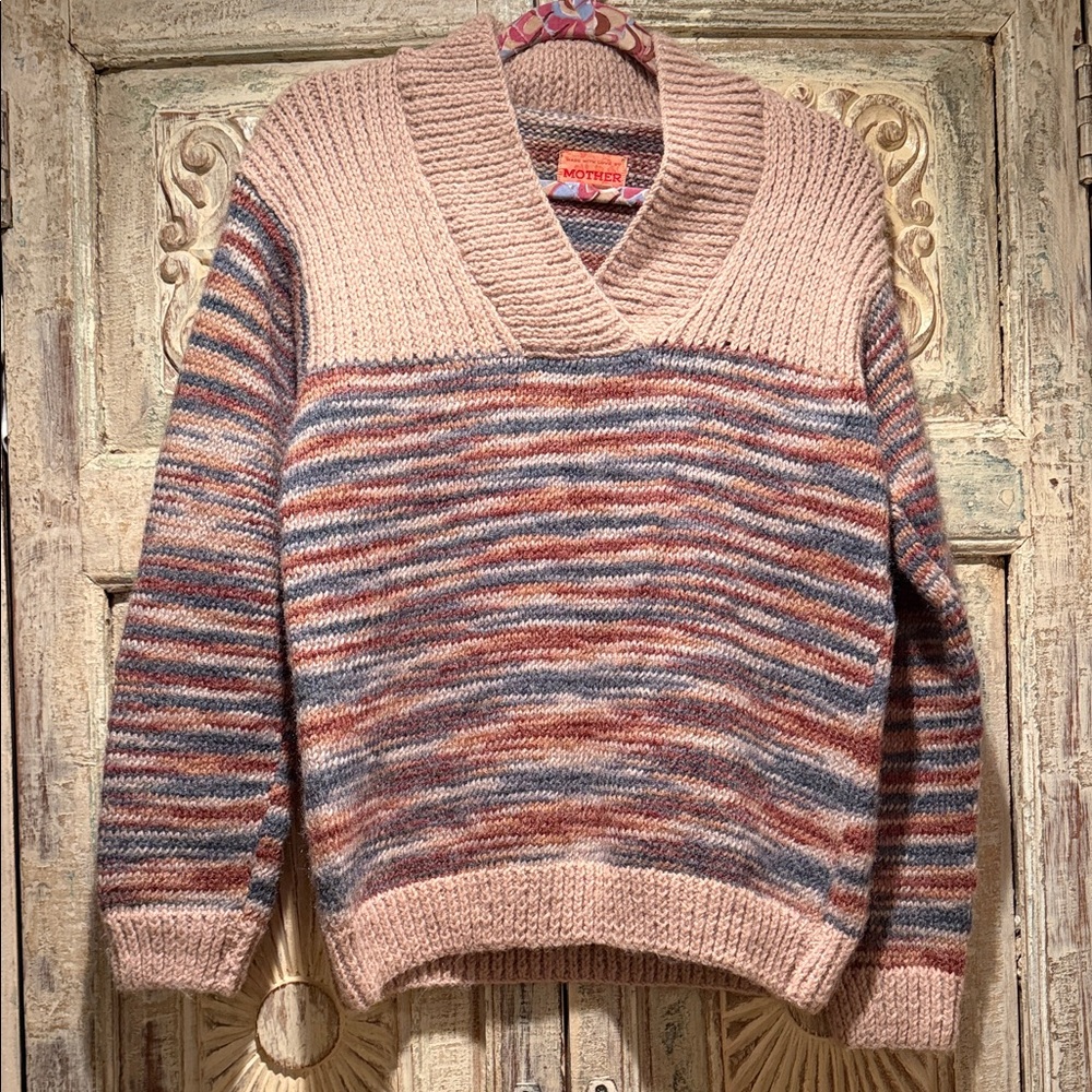 MOTHER Multicolor Striped V-Neck Sweater